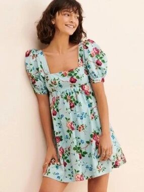 Urban Outfitters x Laura Ashley | Floral "Penelope" Blue Babydoll Mini Dress S